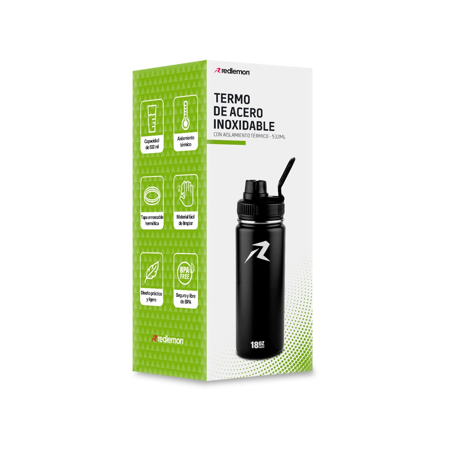 Termo de Acero Inoxidable Redlemon Plateado con Doble Aislamiento Térmico Ecológico y Resistente