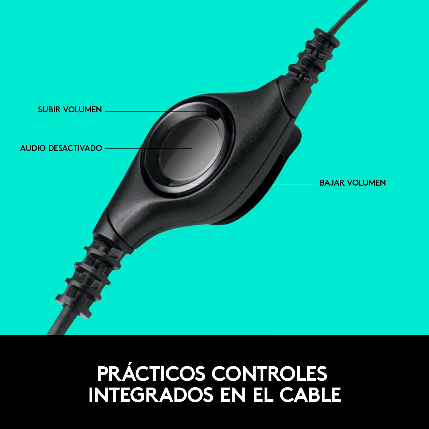 Logitech H390 Diadema con Cable, Sonido Estéreo y Micrófono USB con Supresión de Ruido, Controles Integrados en el Cable, PC/Mac/Laptop/Chromebook - Negro