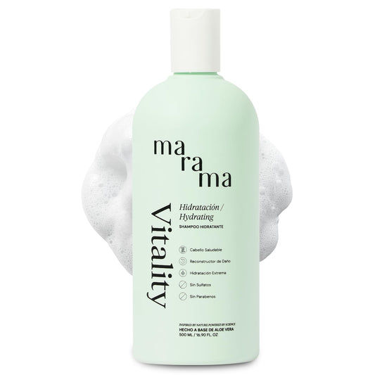 Shampoo Vitality MARAMA Aloe Vera 500 ml Fortalecedor y Suavizante para Cabello Maltratado Anti Frizz Vegano y Cruelty-Free