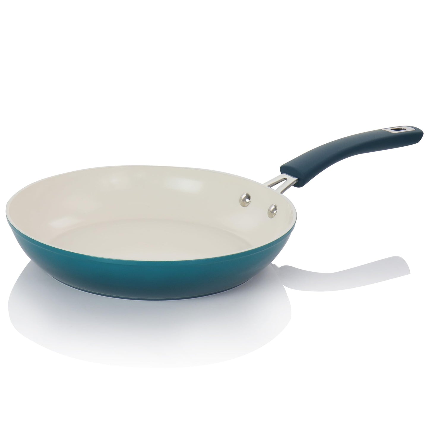 Oster Corbett - Juego de 8 piezas de utensilios de cocina de aluminio forjado degradado verde azulado con cerámica antiadherente, base de inducción, mango de baquelita suave al tacto y tapas de vidrio