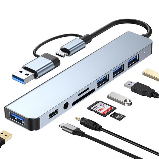 Adaptador USB C Multipuerto WULAR Gris con 8 en 1 para MacBook Air/Pro iPad Surface Chromebook