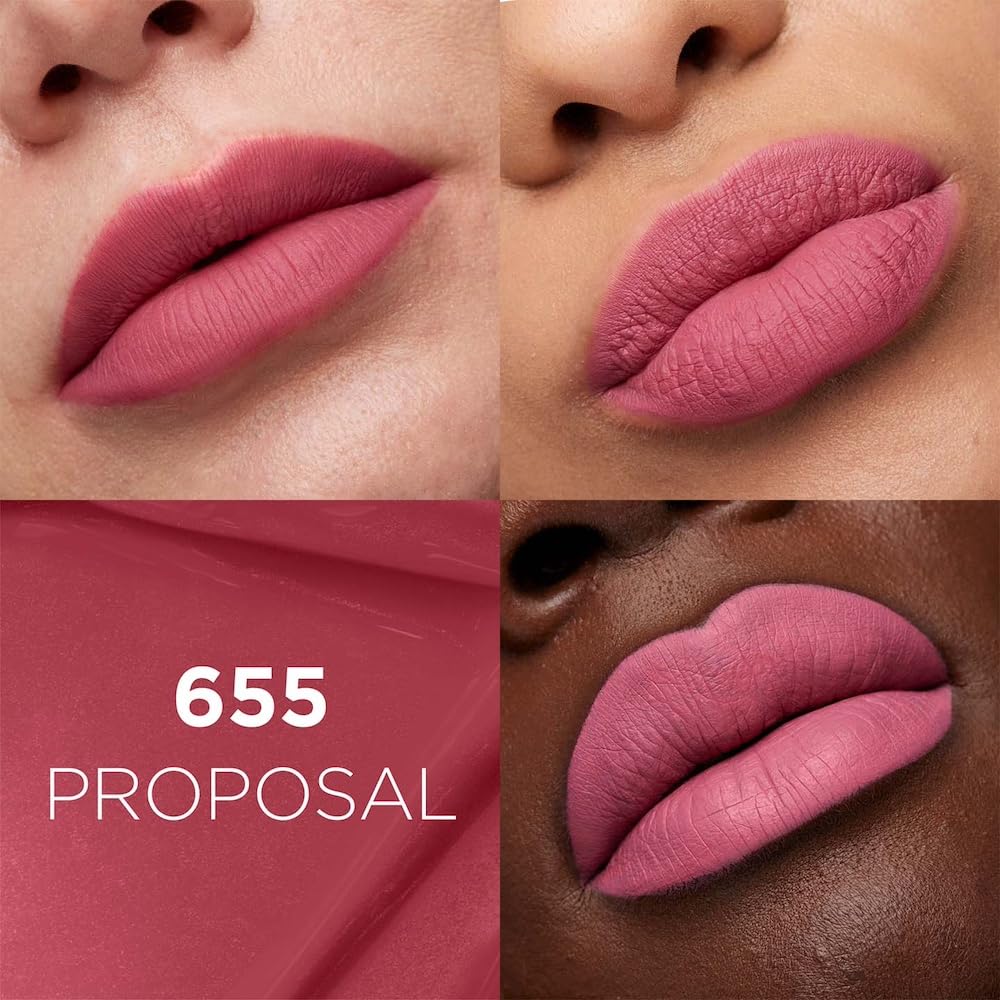 L'Oréal Paris, Infallible Matte Resistance Nudes, Labial Líquido Mate Larga Duración 16hr, Color Intenso con Ácido Hialurónico, Tono Proposal 655, 5ml