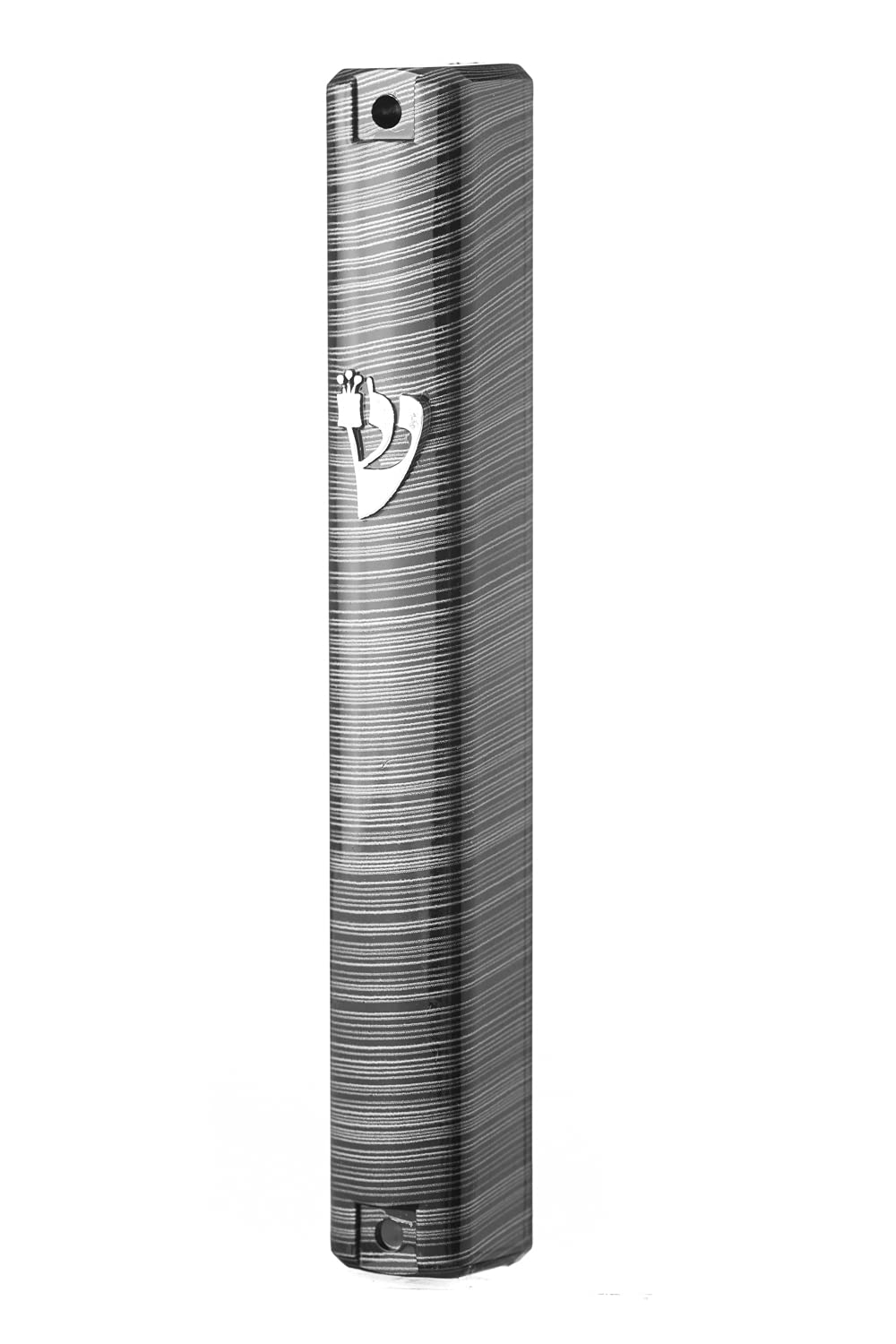 SUPER STAM MEZUZAH - Soporte para funda (shidell), plástico, forma rectangular, espinilla plateada, impermeable, corcho de goma, lote de 5, Líneas negras y plateadas, 15 (for 15 cm scroll)