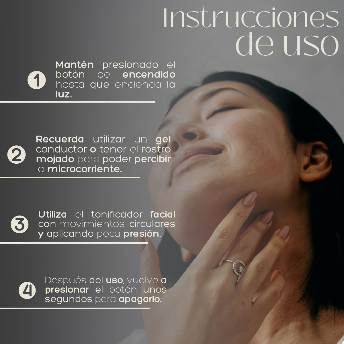 Tonificador facial dispositivo de rejuvenecimiento facial con Microcorriente Reductor de arrugas, Ejercita rostro, recargable con 3 niveles (Blanco)