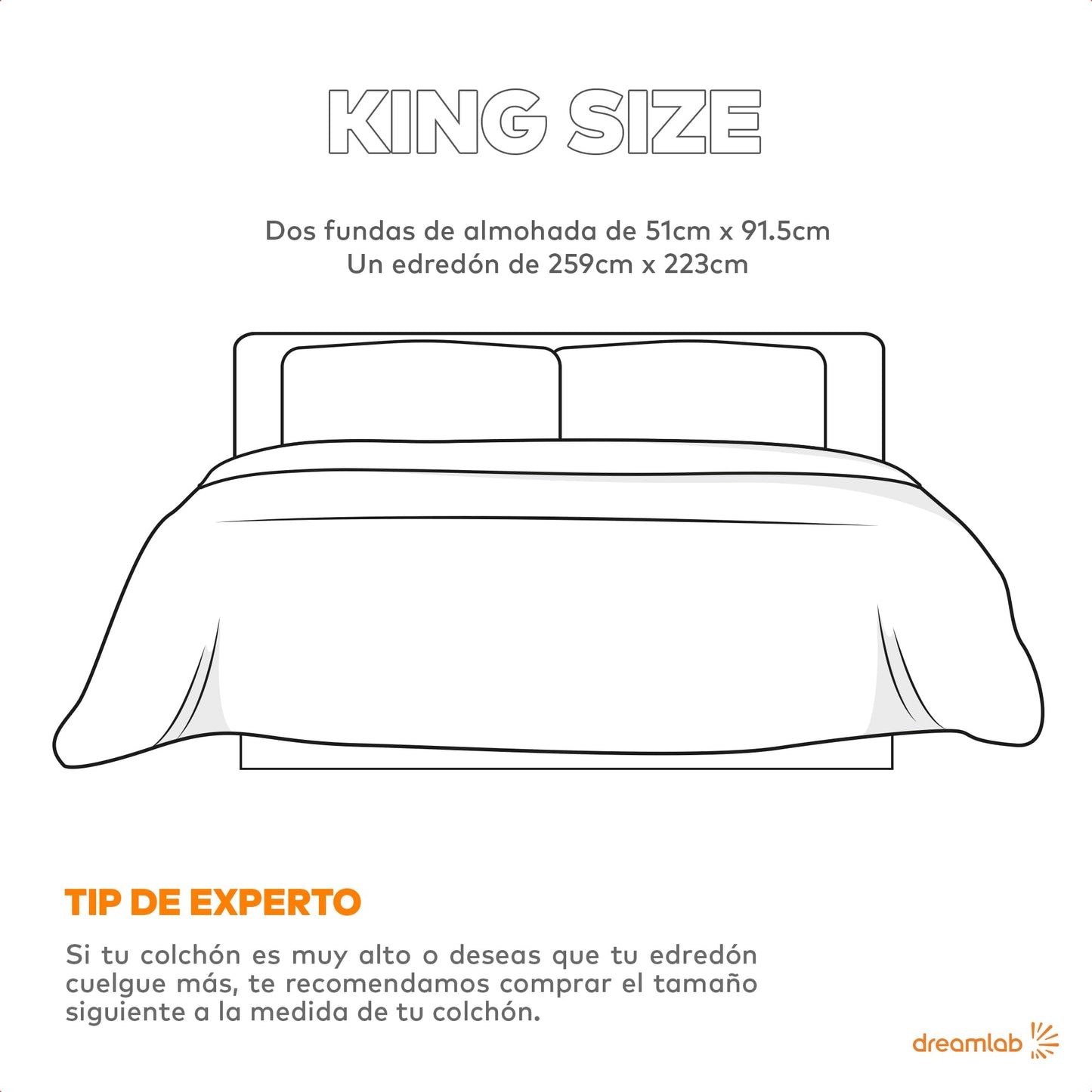 Juego de Edredón Dreamlab Blanco Reversible Plisado Ultra Suave Hipoalergénico King Set 3 Piezas