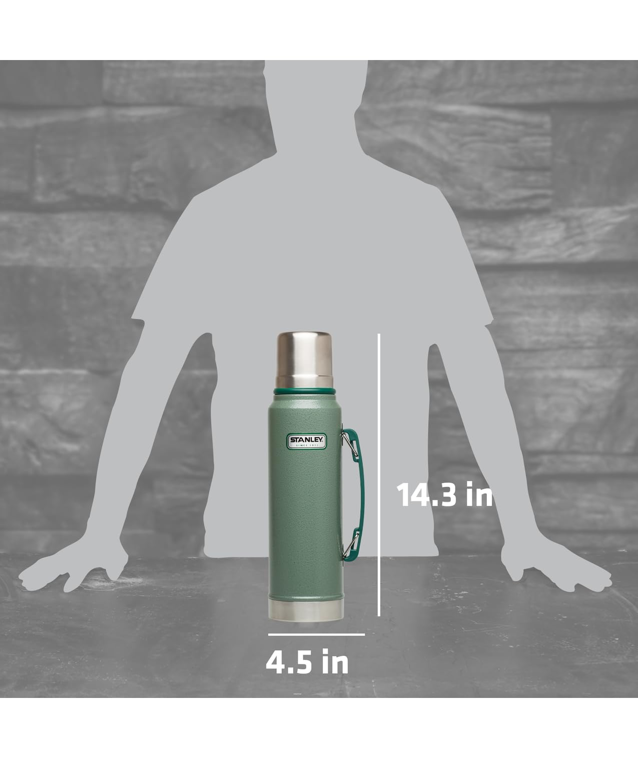Botella Clásica al Vacío Stanley Verde Hammertone 1 Litro