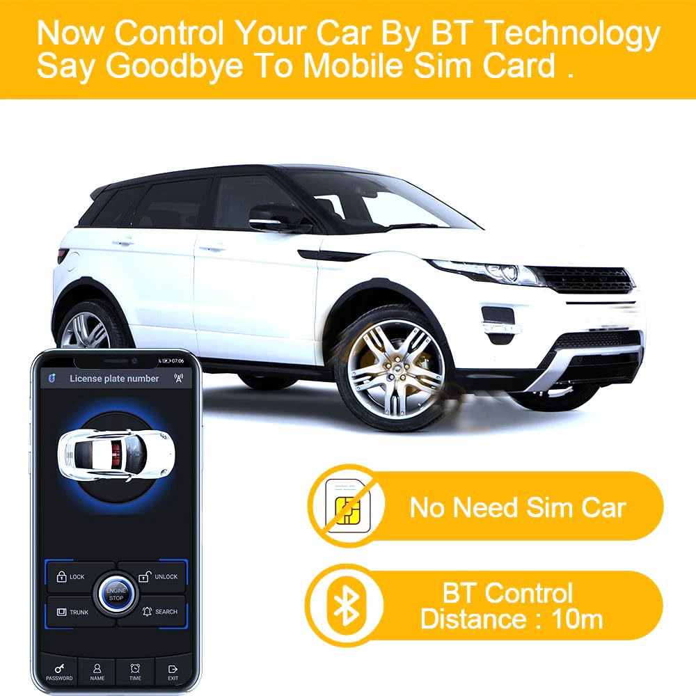 Sistema de Alarma Antirrobo Qmcandy con Control Remoto Bluetooth y Arranque con Botón para Automóvil