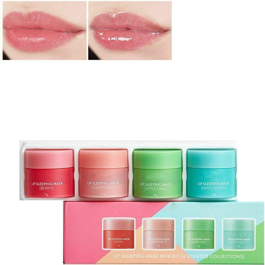 Conjunto de 4 Mascarillas Nutritivas para Labios, Bálsamo Reparador Labial para Dormir. Tratamiento Nocturno para Labios Secos. Cuidado Hidratante para Labios Agrietados.