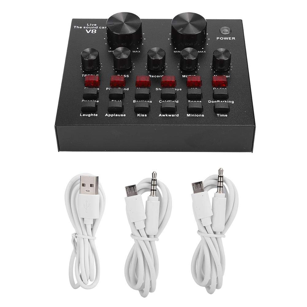 Tarjeta de Sonido V8 Mezclador de Audio portátil Volumen Ajustable