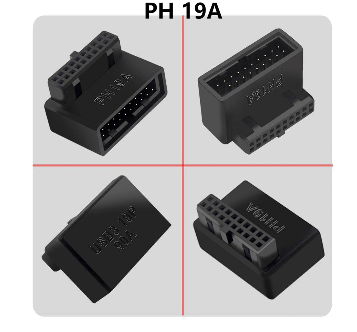 Adaptador de Placa Base USB3.0 SHANFEILU 90 Grados 19 Pines 20 Pines
