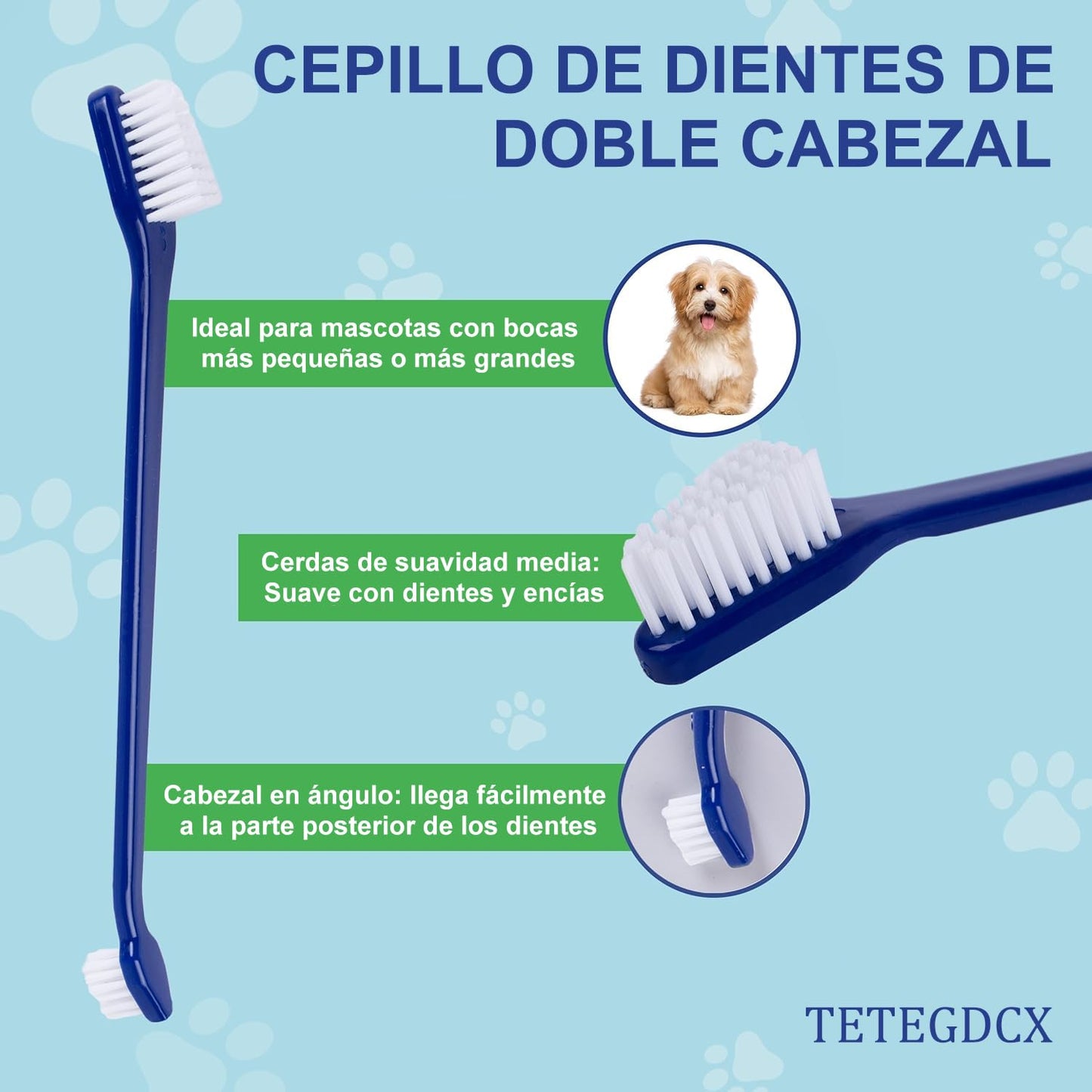 Kit de Limpieza Dental para Perro Sabor Carne con Cepillo de Dientes de Silicona Suave