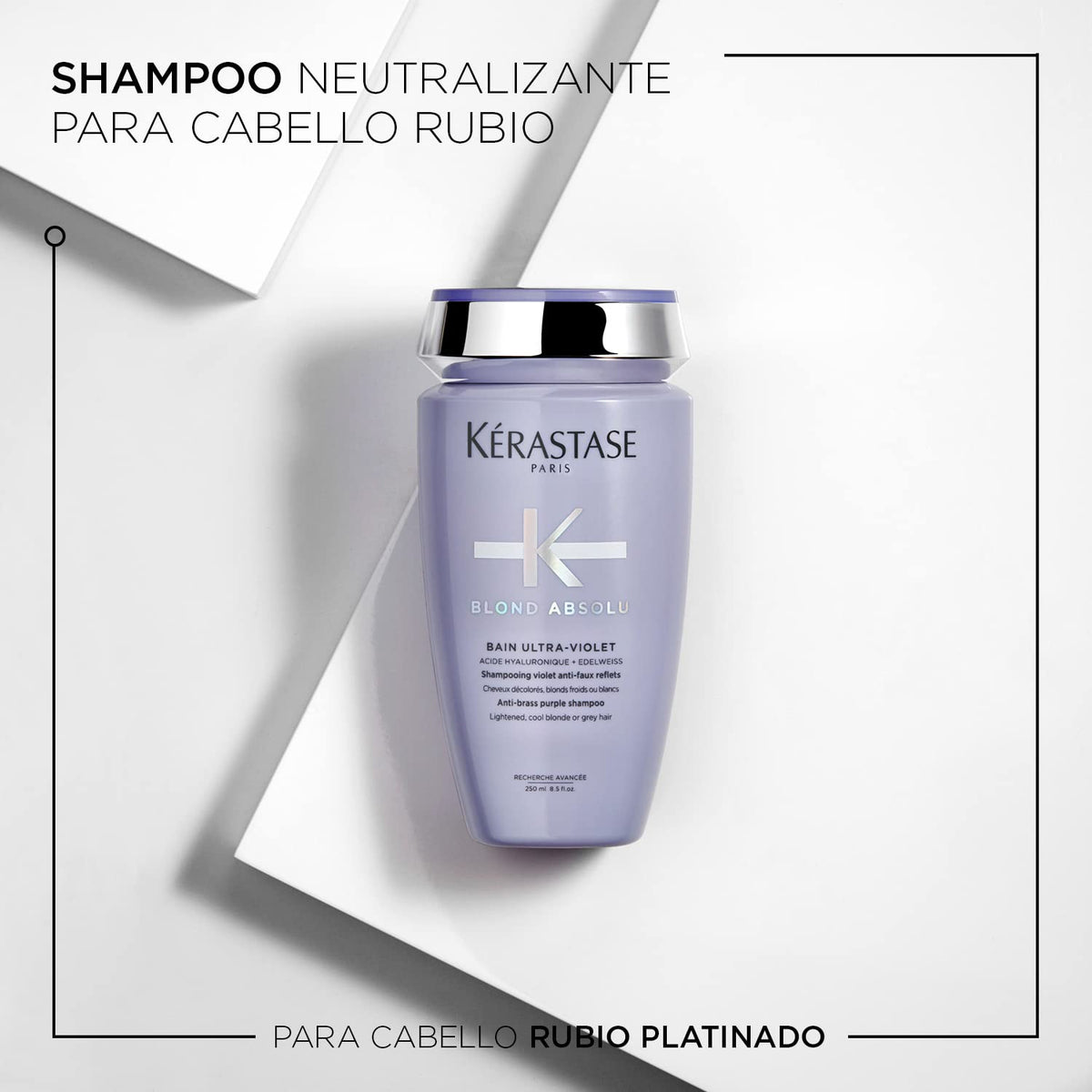 KÉRASTASE Bain Ultra-Violet | Shampoo morado para neutralizar los tonos amarillos no deseados en el cabello rubio | Con Pigmentos ultravioletas, Ácido Hialurónico y Flor de Edelweiss| 250ml