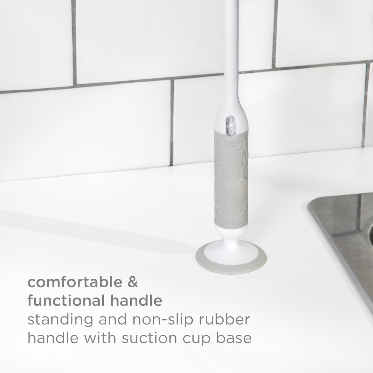 Ubbi - Cepillo para Botellas - Limpieza Profunda y Práctica - Color Gris