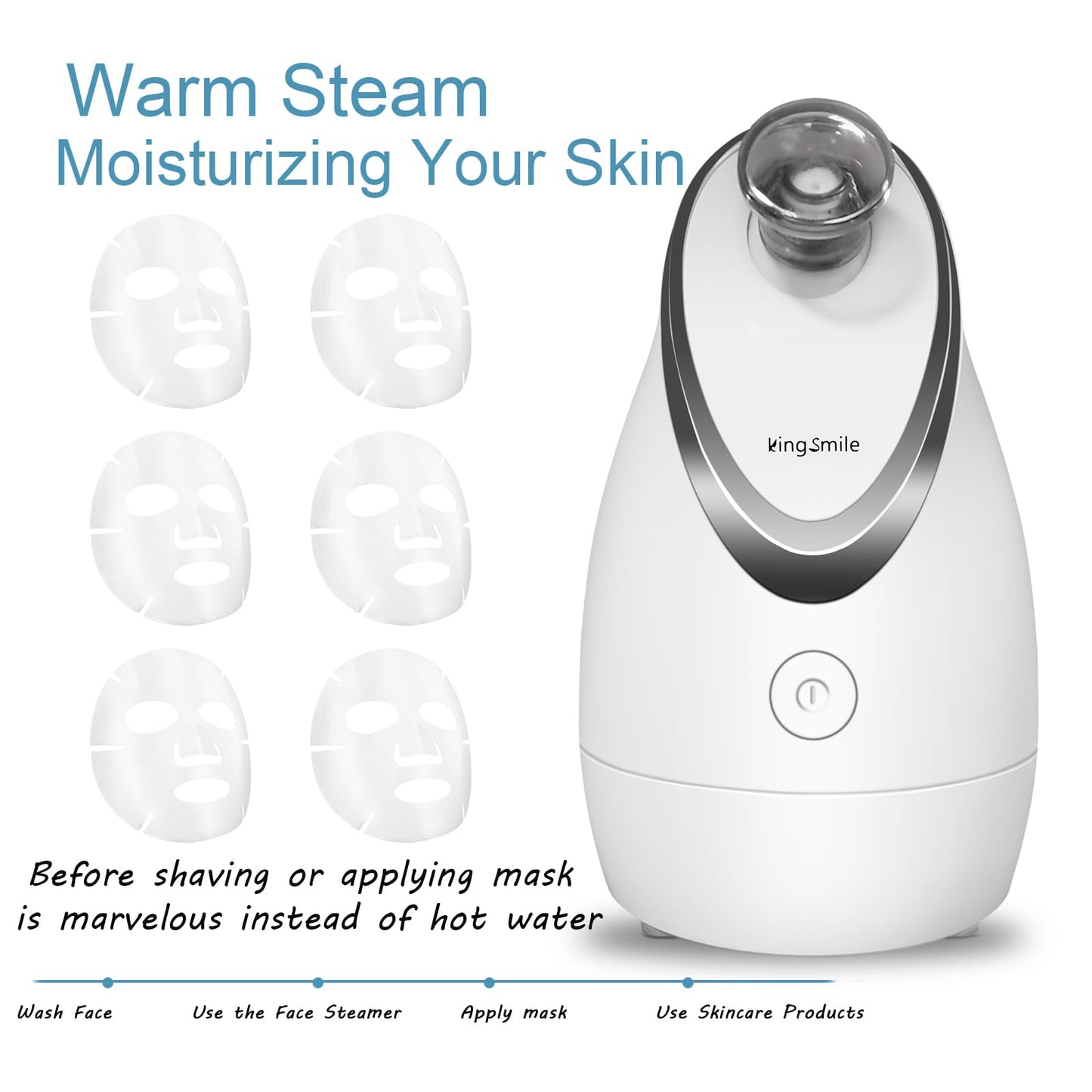 Kingsmile Vaporizador Facial, Vaporizador Facial 2 En 1 para Facial, Vaporizador Nano Compacto Con Aromaterapia, Humidificador Facial - Boquilla Ajustable, Vapor Cálido para El Hogar Spa & Senos Paran