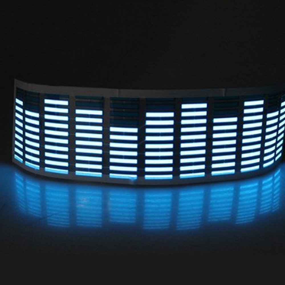 ESUPPORT 45 x 11cm Tira LED para Coche Luz de la Música del Coche Ambiente Interior Función Sensor de Activación de Sonido Resplandor del Ecualizador Azul