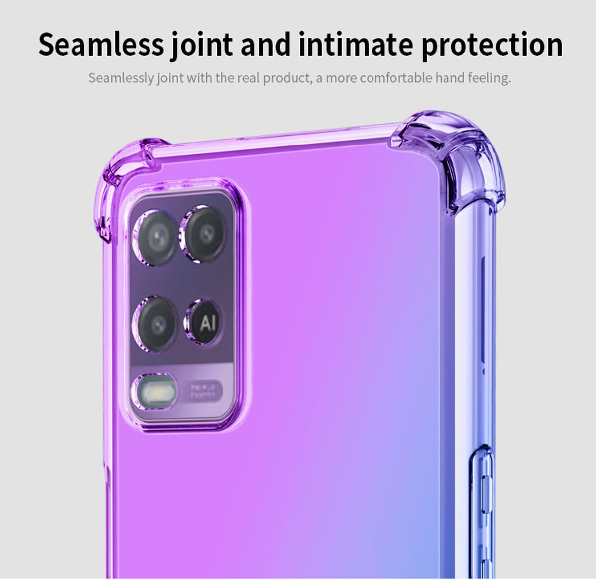 DABUNA Funda para OPPO A54 4G Case Uso Rudo,Transparente Colores Degradados Protectora de Cámara Anticaída Carcasa Bumper(Púrpura Azul)