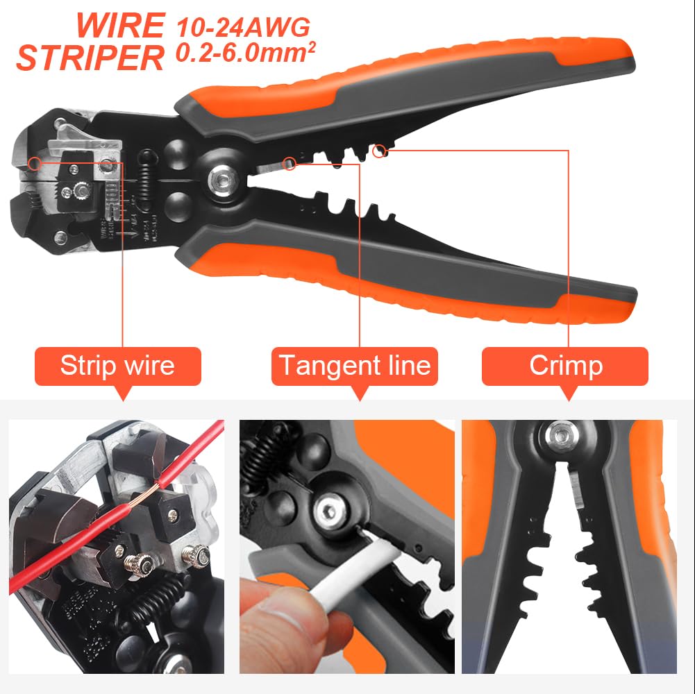 Juego de Crimpadora WOZOBUY Negro con 2000 Piezas de Terminales para Cables Eléctricos