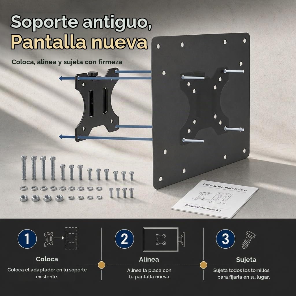 Placa Adaptadora de Montaje VESA Mount-It! Acero Gran Calibre con Kit de Conversión para Monitor y TV