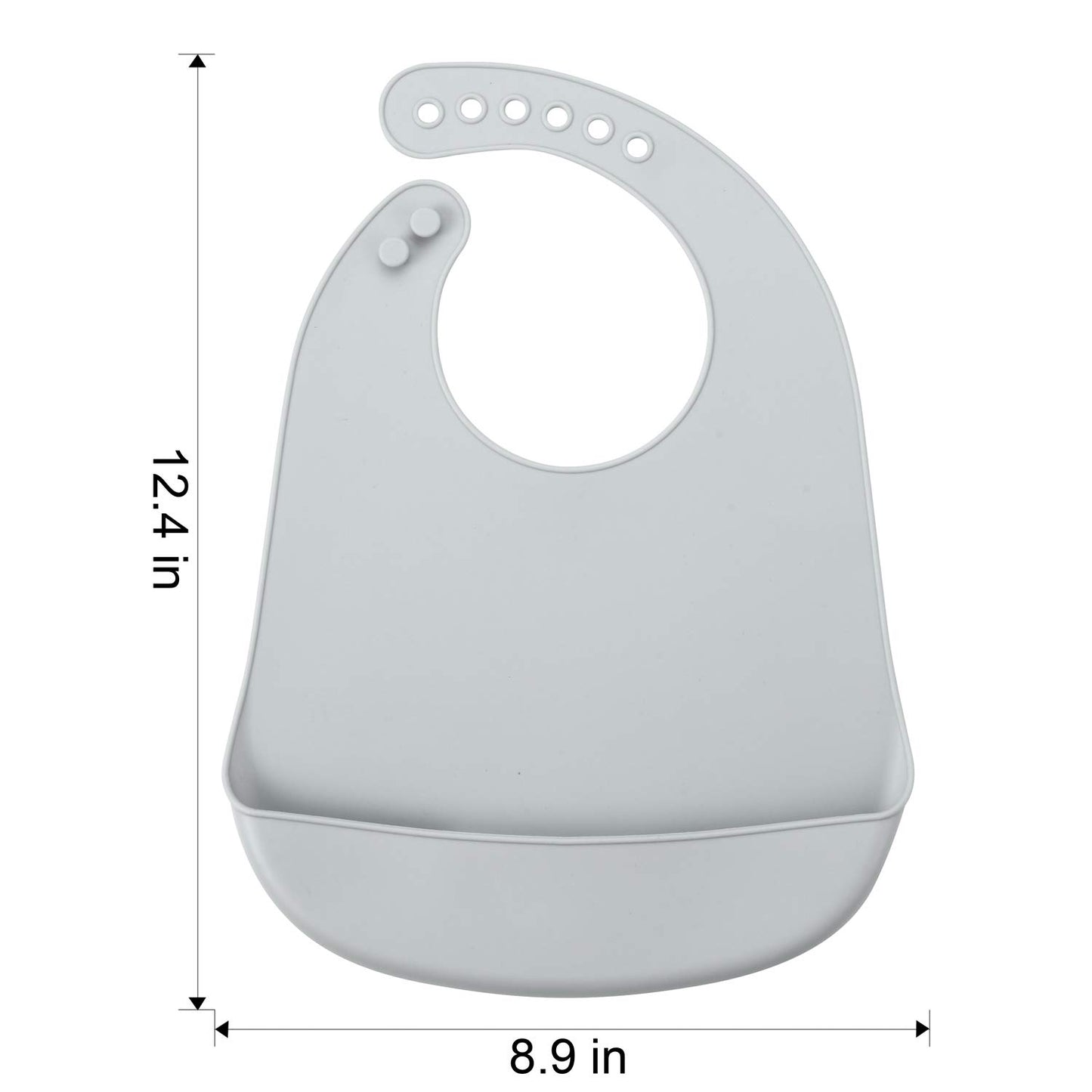 PandaEar - Paquete de 3 baberos de silicona impermeables para bebé, baberos de alimentación súper delgados y ligeros con bolsillo para colector de alimentos para niños pequeños (azul/púrpura/gris)