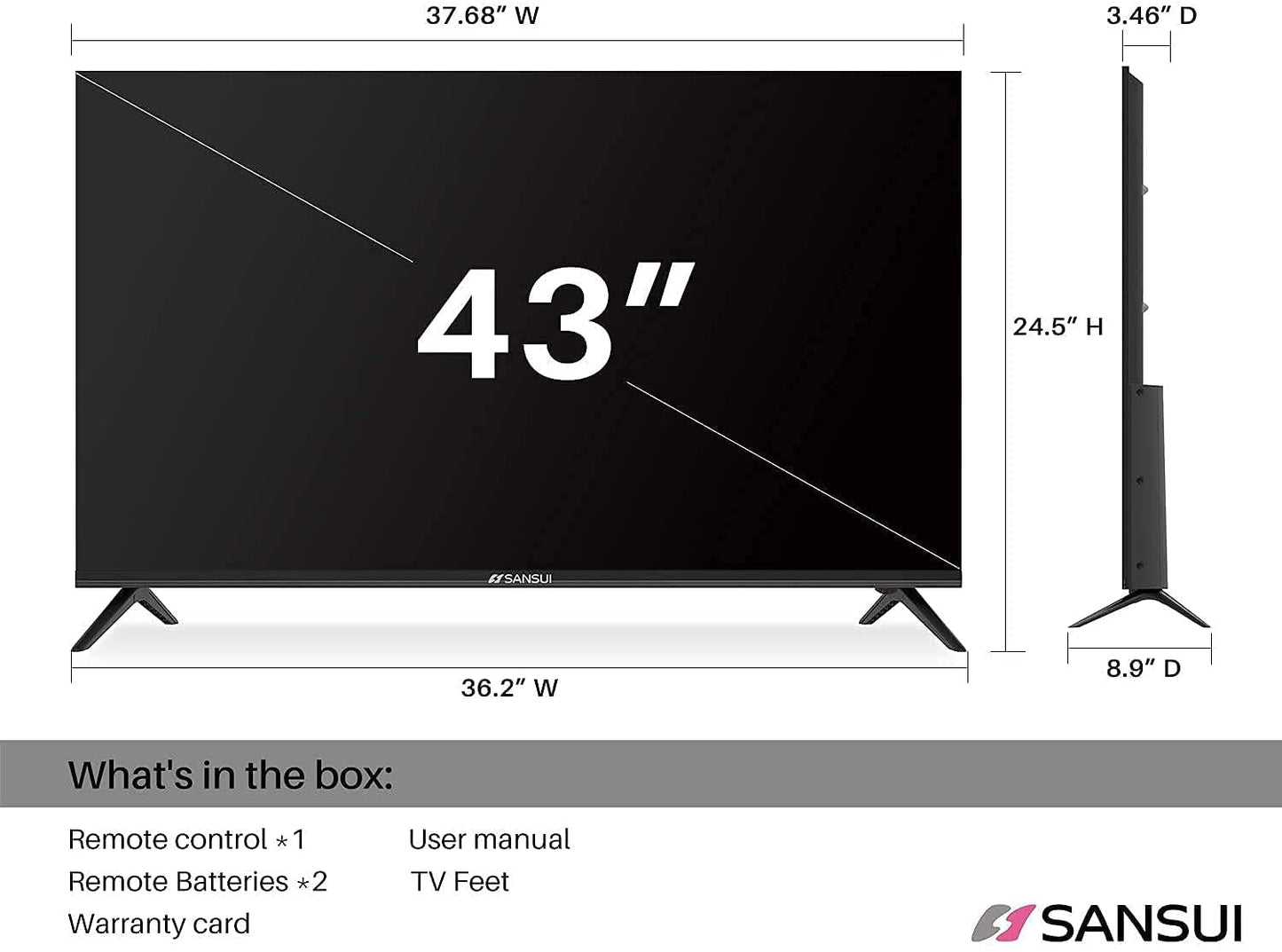 SANSUI Television Google TV, Voice Assistant Smart TV 2023 (43" 4k UHD)