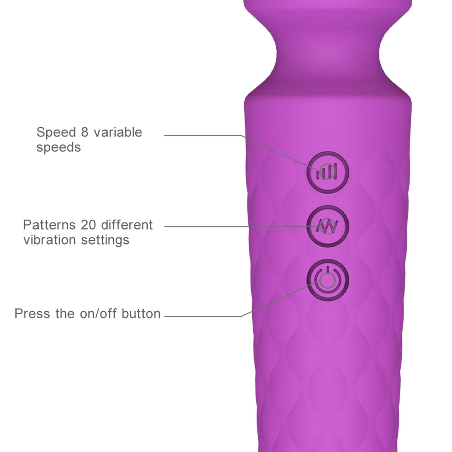 Vibradorador de Silicona Inalámbrico Masajeador Negro con 20 Modos y 8 Velocidades para Mujer