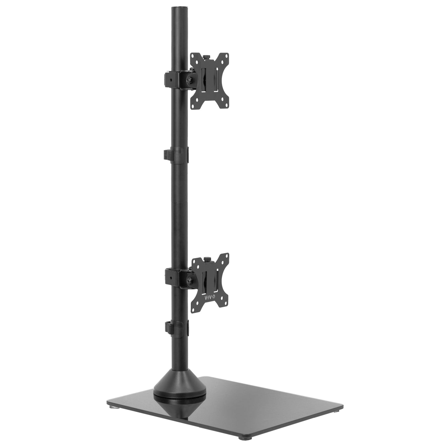 Soporte de Computadora VIVO Negro para Monitor Dual en Vidrio Templado
