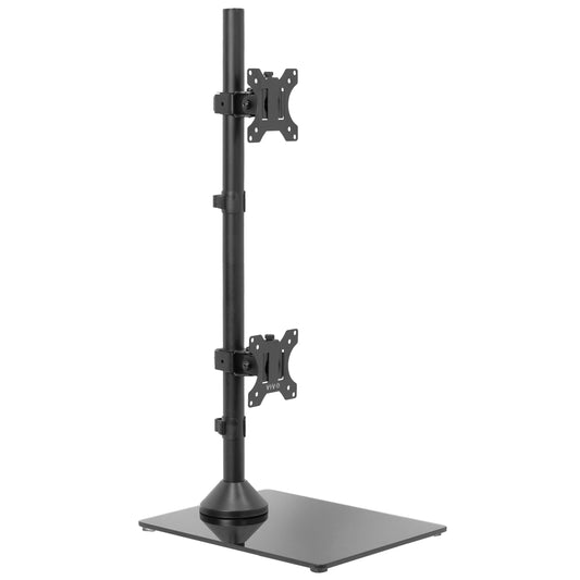 Soporte de Computadora VIVO Negro para Monitor Dual en Vidrio Templado