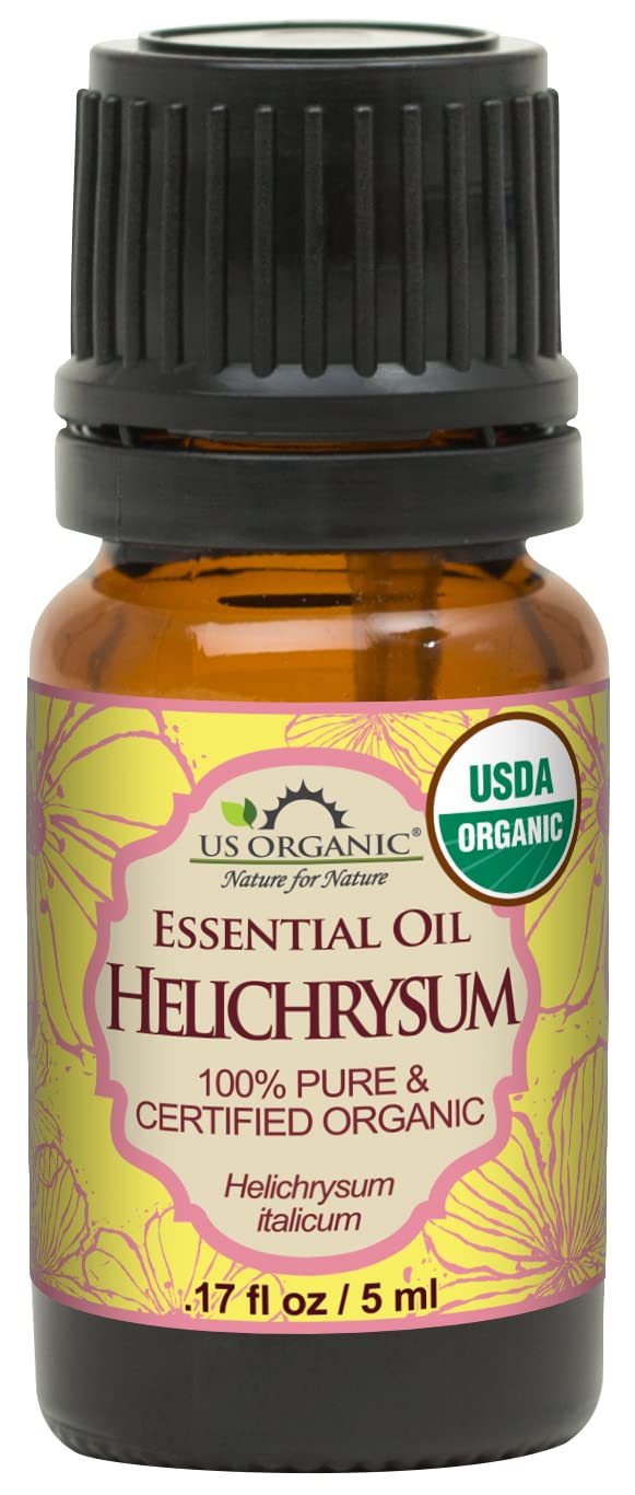US Organic Aceite Esencial de Helichrysum, Usda Orgánico, Destilado Al Vapor, Originario de La Península de Los Balcanes, Aceite Esencial de Alta Gama (5 Ml)