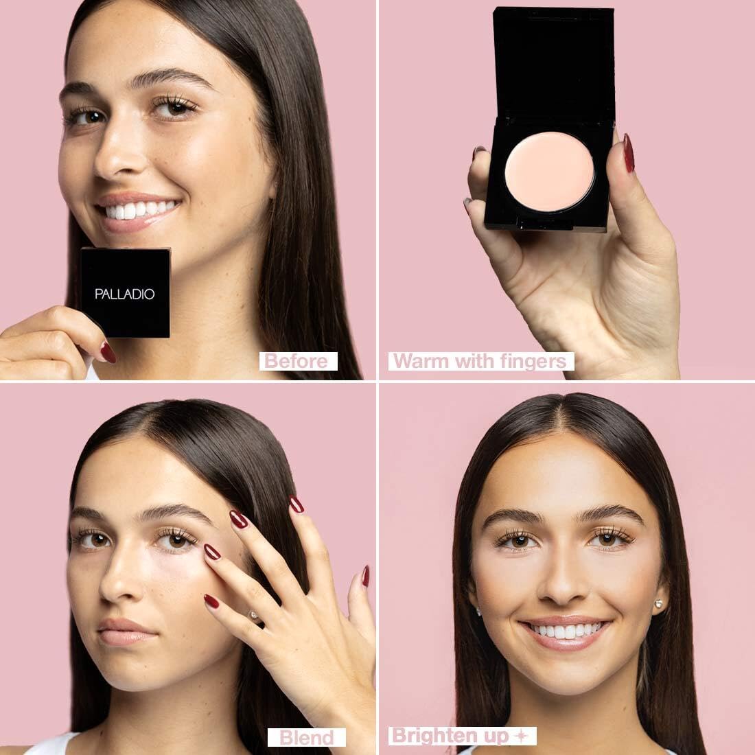 Palladio Under Eye Brightener, Conceal & Brighten Dark Circles, With Caffeine Peptides & Vitamin E, Brightens Dull, Tired Skin Color Correcting Brightener & Primer Reduces Appearance of Dark Circles