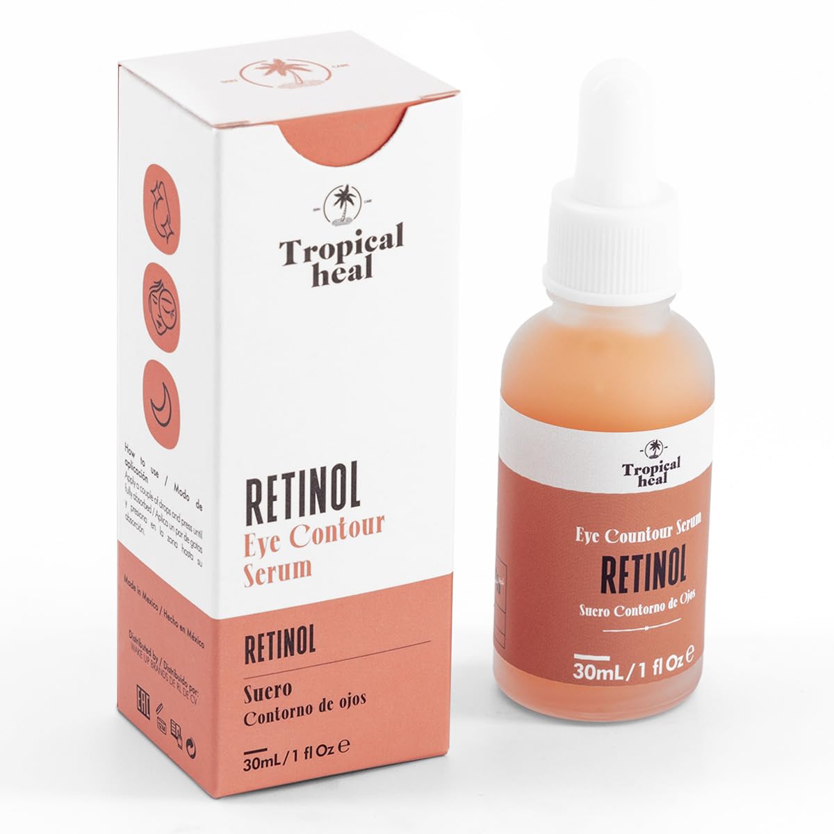 Tropical Heal - Suero Facial Retinolift con 1% Retinol y Ácido Hialurónico - Serum Nocturno Antiedad para Contorno de Ojos y Reducción de Arrugas - 30 ml