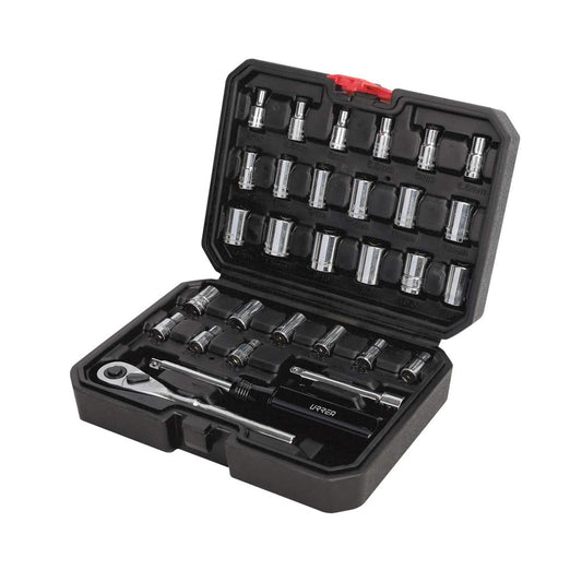 Juego de Dados y Accesorios Urrea 4700CB 1/4" Rojo en Estuche Plástico 30 Piezas