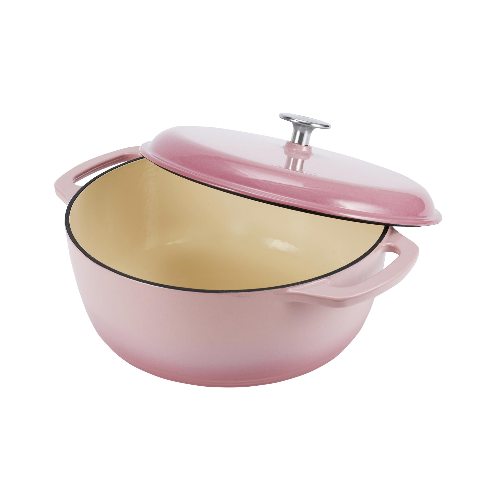 Amazon Basics - Horno holandés cubierto de hierro fundido esmaltado, 6 cuartos de galón, rosa claro