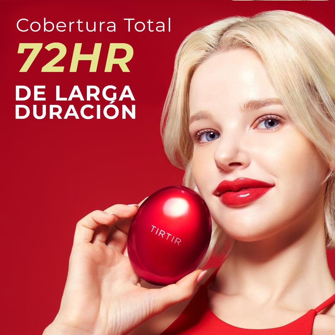 TIRTIR – Mask Fit Red Cushion 18 g – TONO 29N NATURAL BEIGE – Base de maquillaje de alta cobertura cushion – larga duración hasta 72 h – acabado satinado – ligera y transpirable