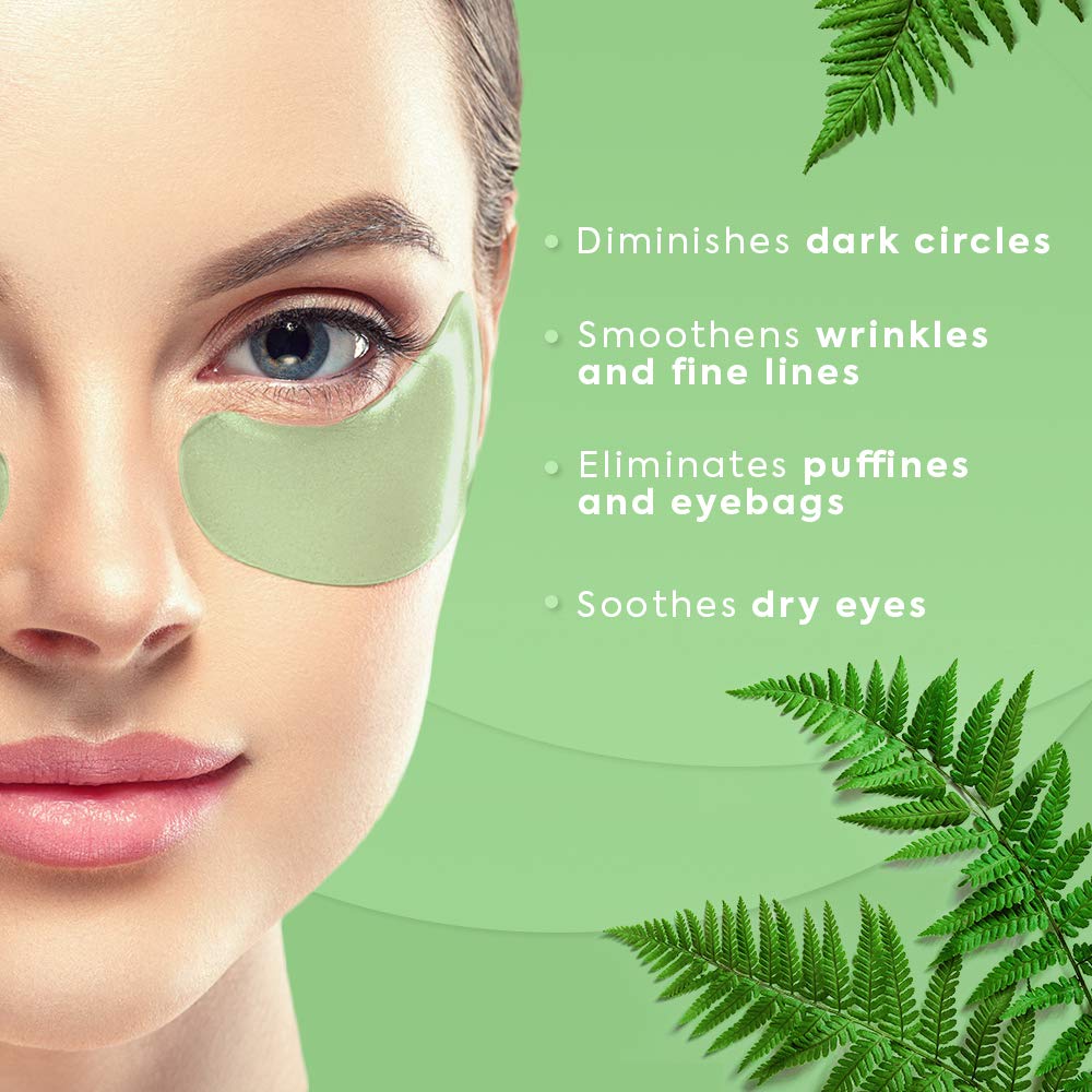 FORTIVO Parches de gel para ojos de té verde, parches de gel para ojos de té verde, máscaras para ojeras y hinchazón, máscara de colágeno para ojos debajo de los ojos, máscara de gel para ojos hinchados, ojeras, tratamiento de ojos para mujeres
