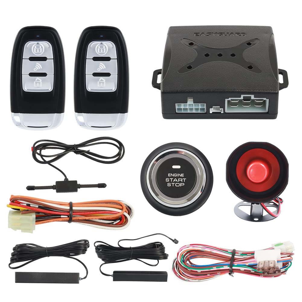 Sistema de Alarma de Coche EASYGUARD EC003 Negro con Smart Key y Botón de Arranque Universal