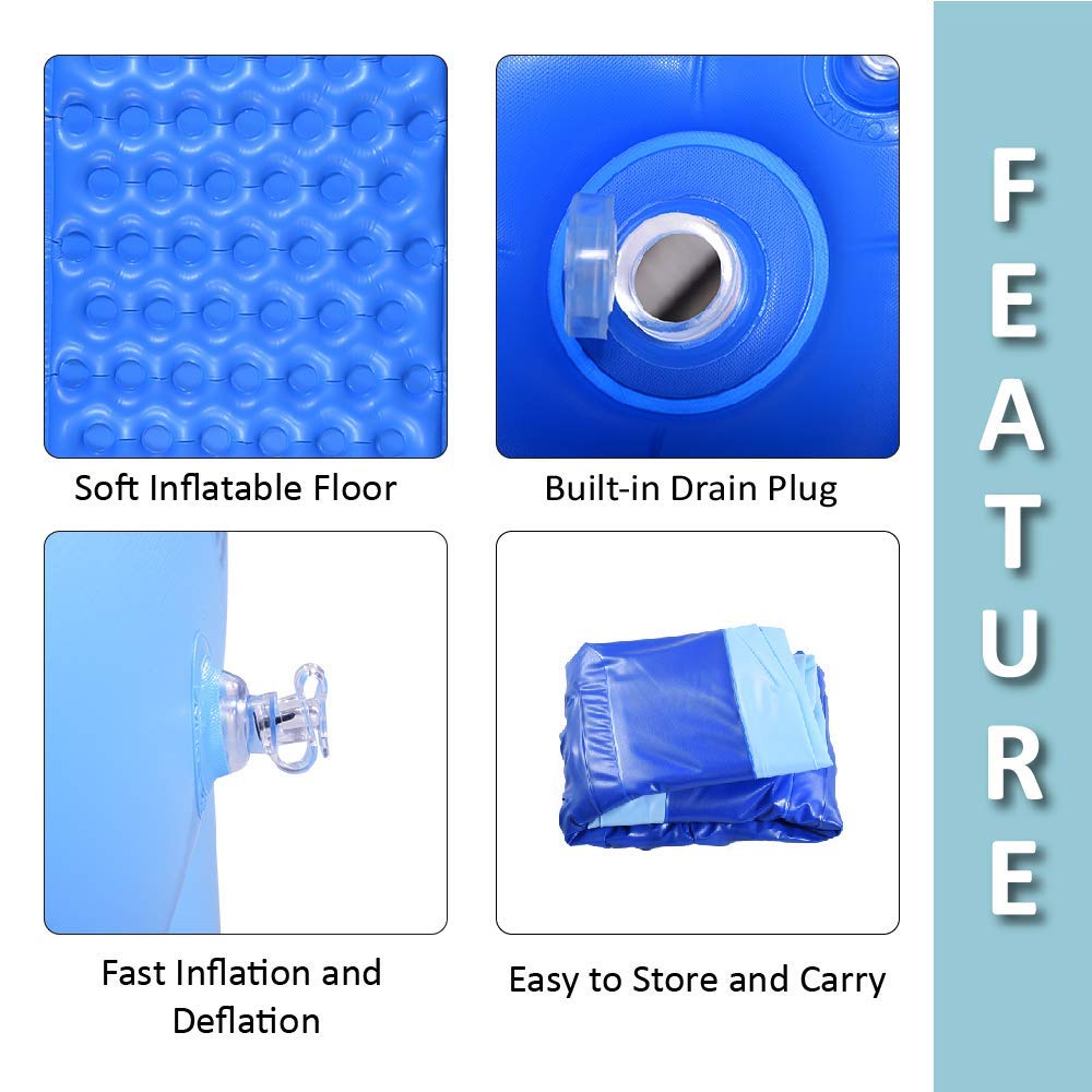 HIWENA Inflatable Kiddie Pool - Piscina para niños, 45" x 35" x 14", color azul