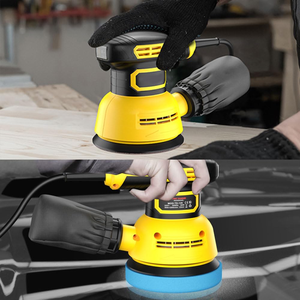 Lijadora Orbital, 6 Velocidades, 320W,12000 RPM,6 Velocidades Variables con 4 Papeles de Lija, Recogida de Polvo, Lijadora Eléctrica Ideal para Superficies de Madera y Acero