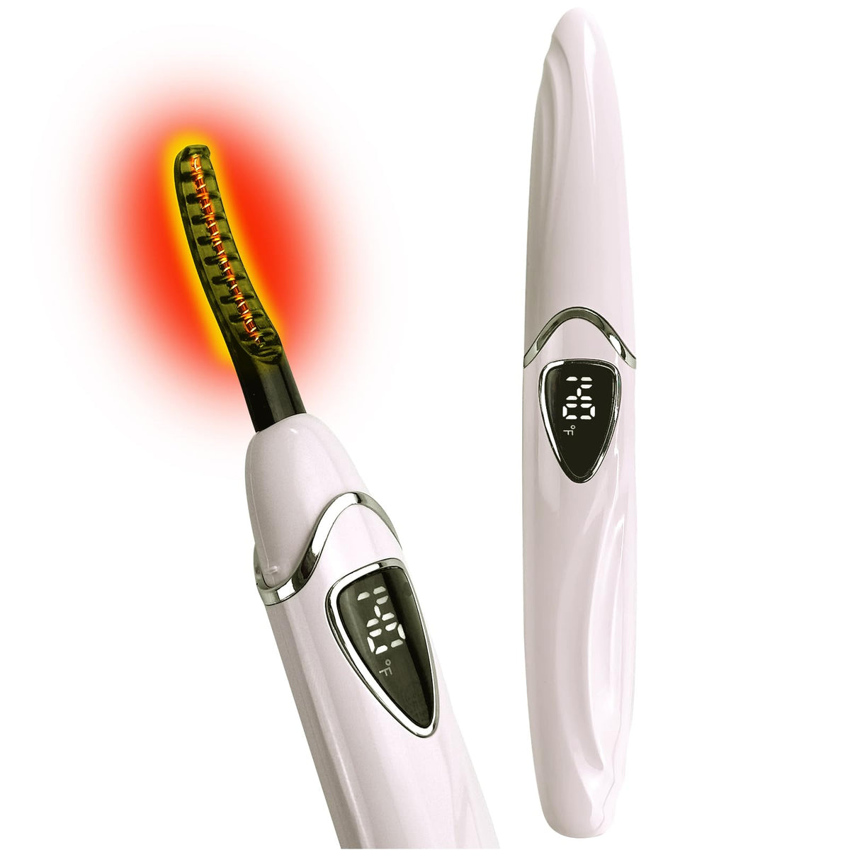 Tehoi - Rizador eléctrico de pestañas con calefacción, pantalla LED de temperatura, rango de control de 60-90 °C, recargable por USB, ideal para el cuidado natural de la belleza para mujeres (Pink+Silver)