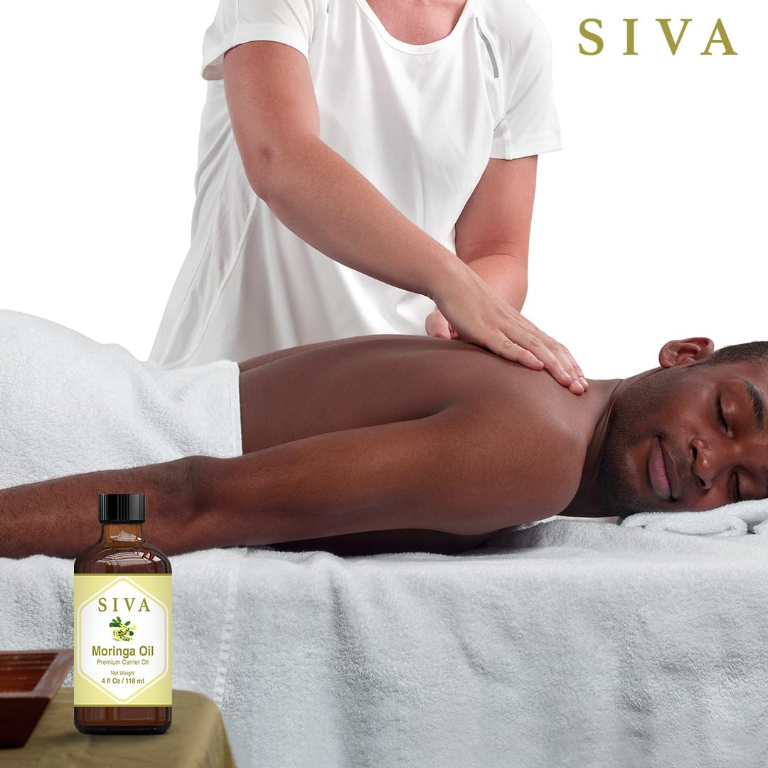 SIVA ORGANICS- Aceite portador de moringa SIVA 4 oz (118 ml) Aceite portador premium con gotero para el cuidado de la piel, el cuidado del cabello, Sca