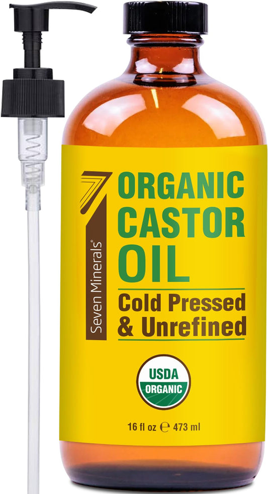 Lingtoolator ls NEW 16 fl oz Glass Bottle Castor Oil Organic Cold Pressed Unrefined Glass Bottle Pack - 100% Pure USDA Certified Organic Hexane Free