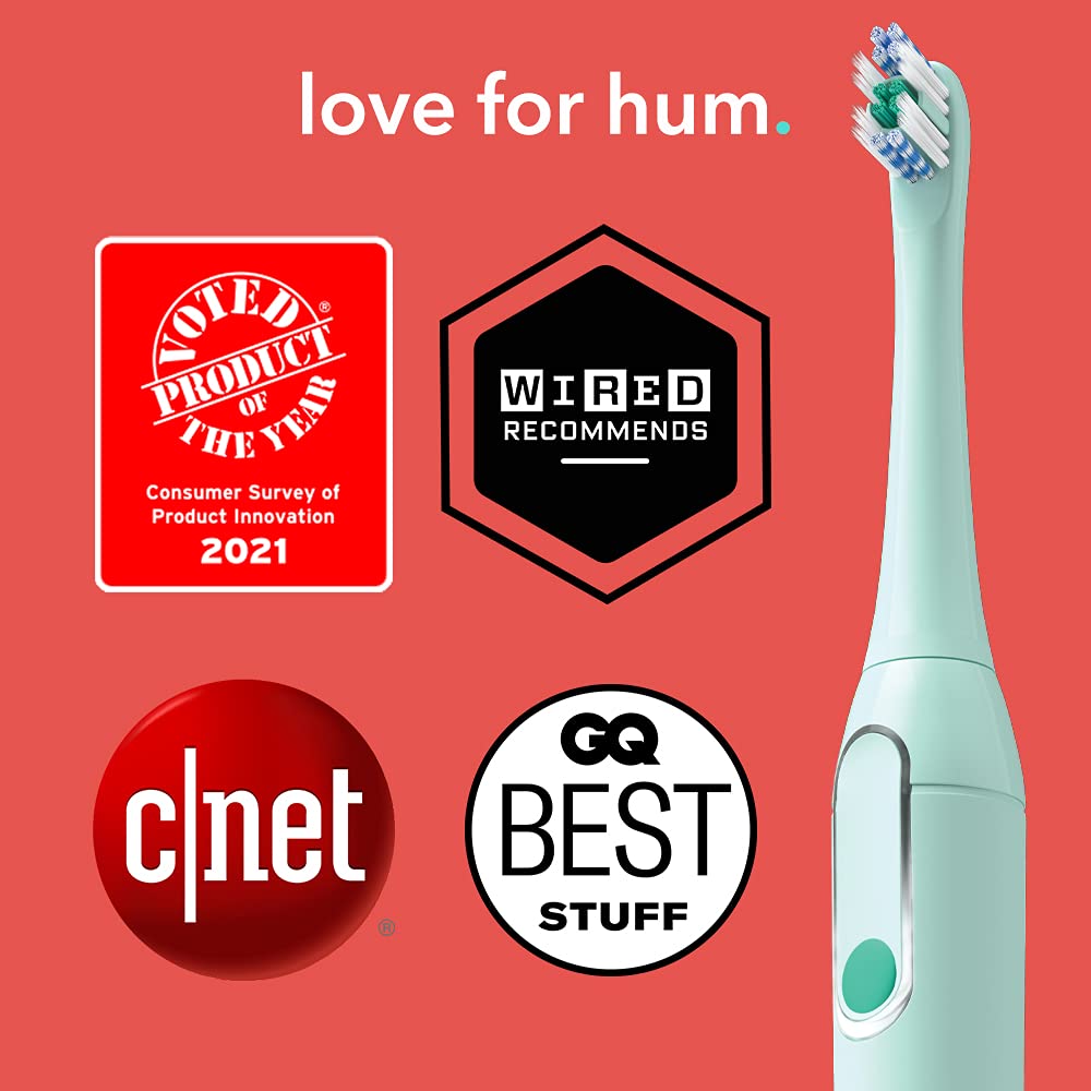 hum by Colgate Smart Electric Toothbrush Kit, Rechargeable Sonic Toothbrush with Travel Case & Bonus Replacement Brush Head, Teal