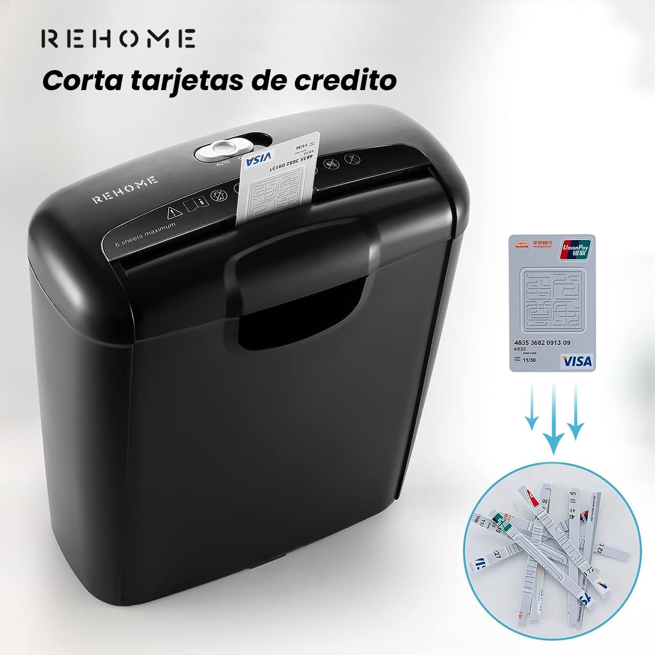 Trituradora de Papel Máquina Destructor con Cuchillas Afiladas para Documentos de Corte Cruzado 5mm