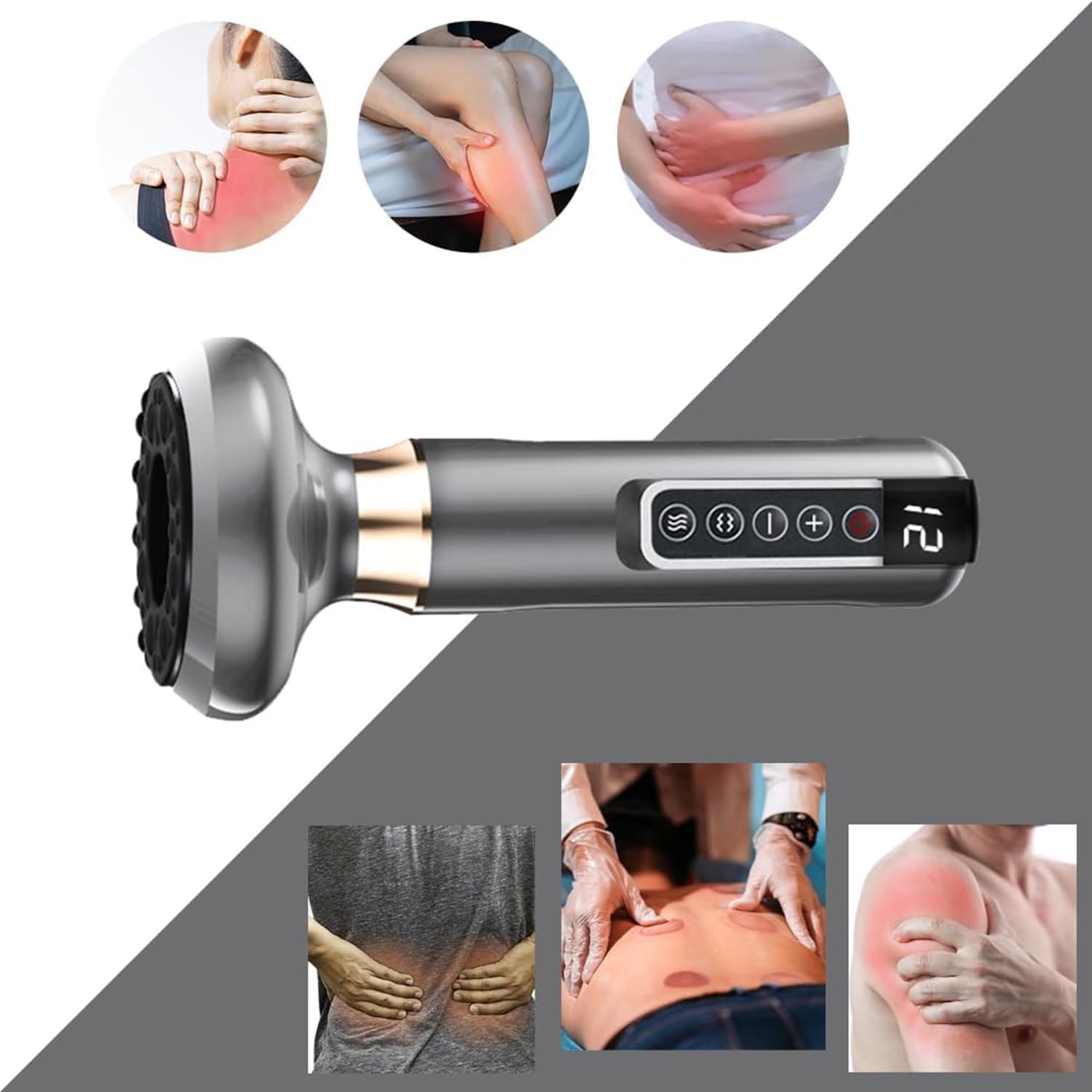 Masajeador anticelulitico,Bluile Cellulite Massager,Varially Anti Cellulite Massager,12 Niveles Removedoras De Grasa EléCtrica Con,for Cintura, Brazos Y Piernas (Gris)