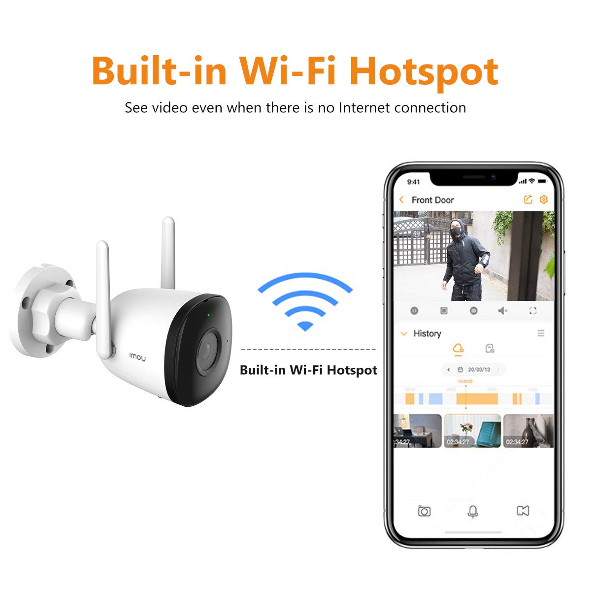 Imou Bullet 2C - Cámara IP Bullet WiFi de 2 Megapíxeles, Lente de 2.8mm, 102 Grados de Apertura, Micrófono Integrado