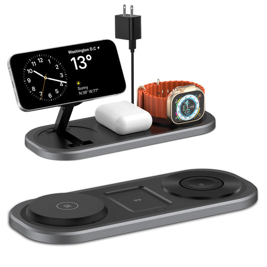 Cargador inalámbrico 3 en 1, estación de carga plegable para Magsafe para iPhone 16/15/14/13/12/Pro Max/Pro/Mini/Plus, para Apple Watch 10/9/8/7/SE/6/5/4/3/2/1/Ultra2/Ultra, para AirPods pro/2/3/4