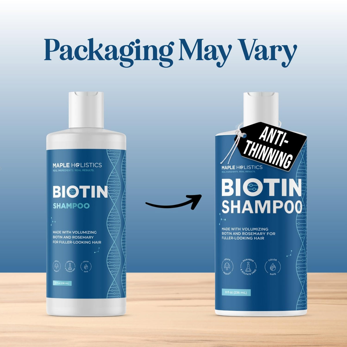 Shampoo Biotin Maple Holistics Crecimiento Capilar Extracto Tea Tree Oil Jojoba Argan Anticaspa para Mujer y Hombre