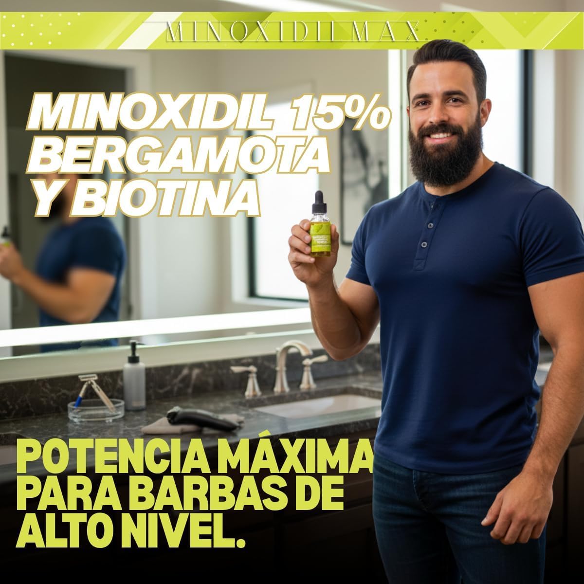 Tratamiento Cosmético Minoxidilmax Bergamota Loción y Crema Crecimiento de Cabello y Barba Minoxidil 15% Biotina