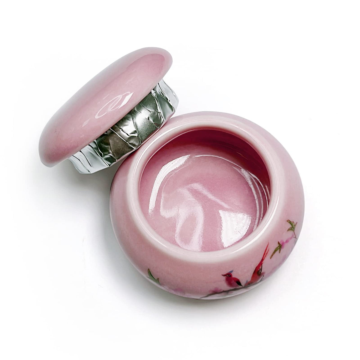 Plato de Porcelana YSHJB008 Rosa con Tapa para Acrílico Líquido de Uñas