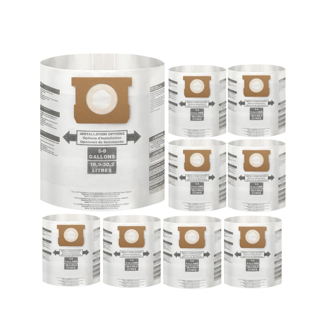 Bolsas de Filtro Desechables PureSturdy para Shop Vac Beige Alta Eficiencia Paquete de 8