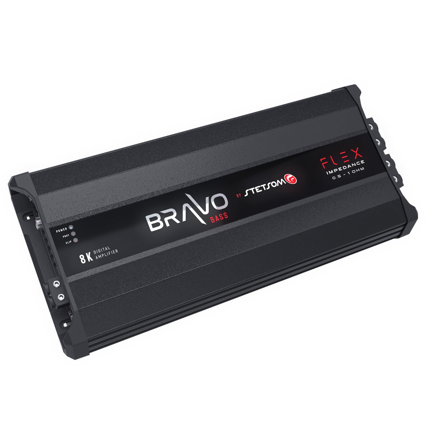 Amplificador de Audio Clase D Stetsom Bravo BASS Flex 8000 Vatios para Coche con Sistema de Impedancia Automática Monobloque Subwoofers